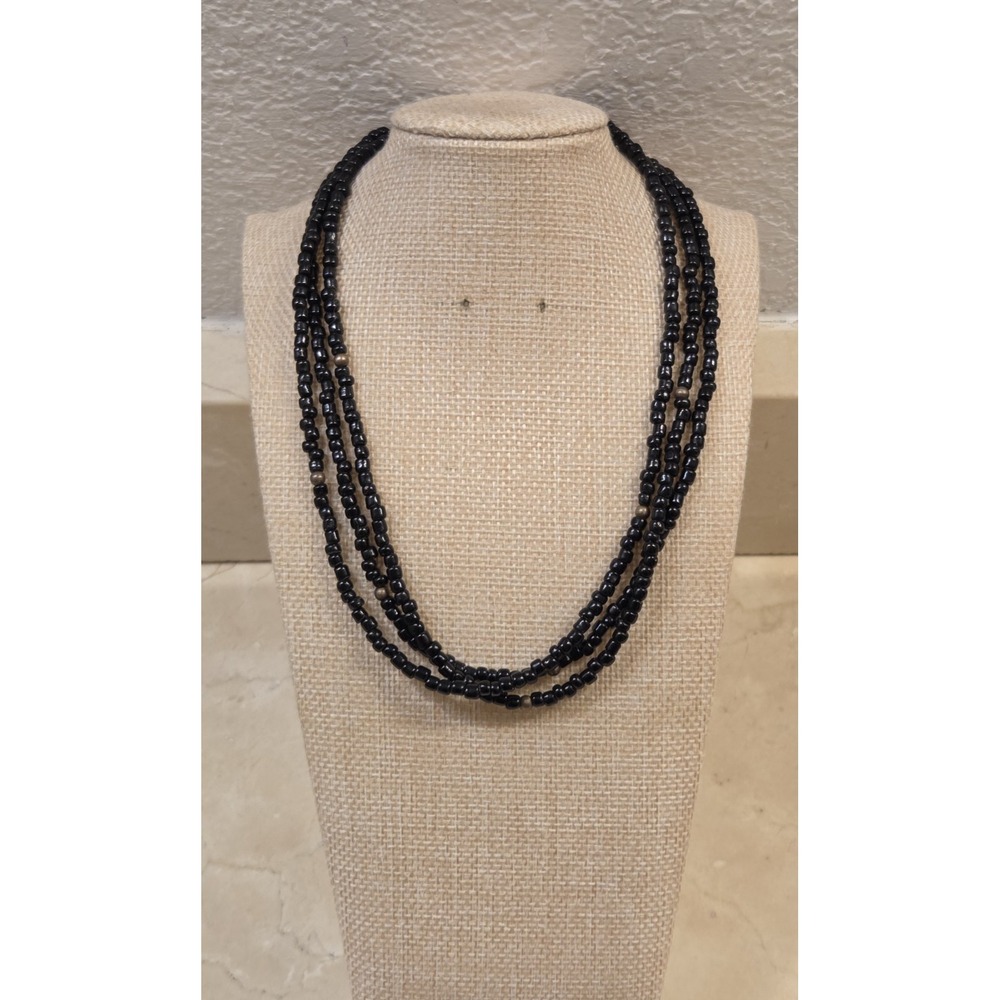 Silpada Retired‎ N1500 Sterling Silver Multi-strands Black Bead Necklace